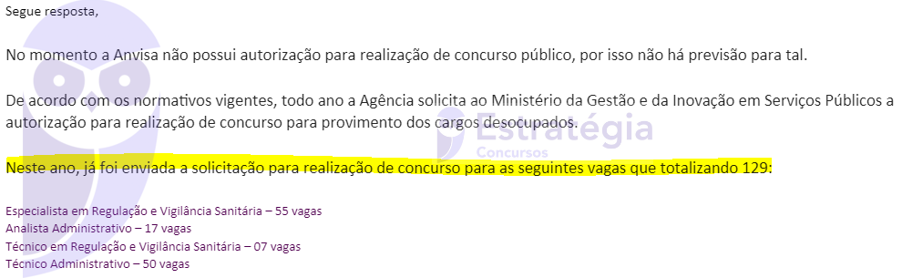 Concurso Anvisa: 129 vagas são solicitadas para 2023!