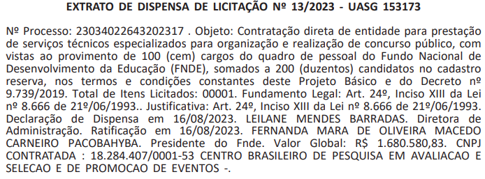 Cebraspe é a banca do novo concurso FNDE!